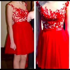 Red Sherri Hill formal dress good for junior prom, prom, any dance or party